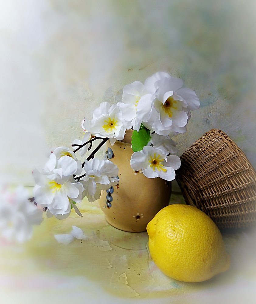 Цветы и лимон