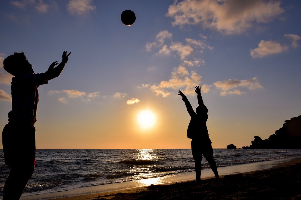 Playing during the sunset