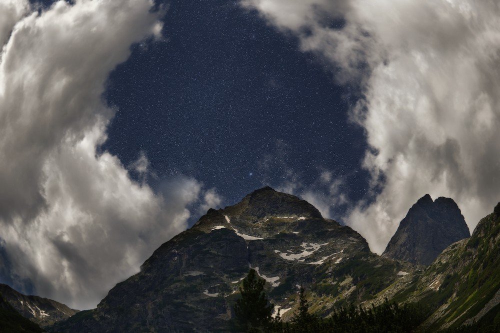 Night over the bare peak
