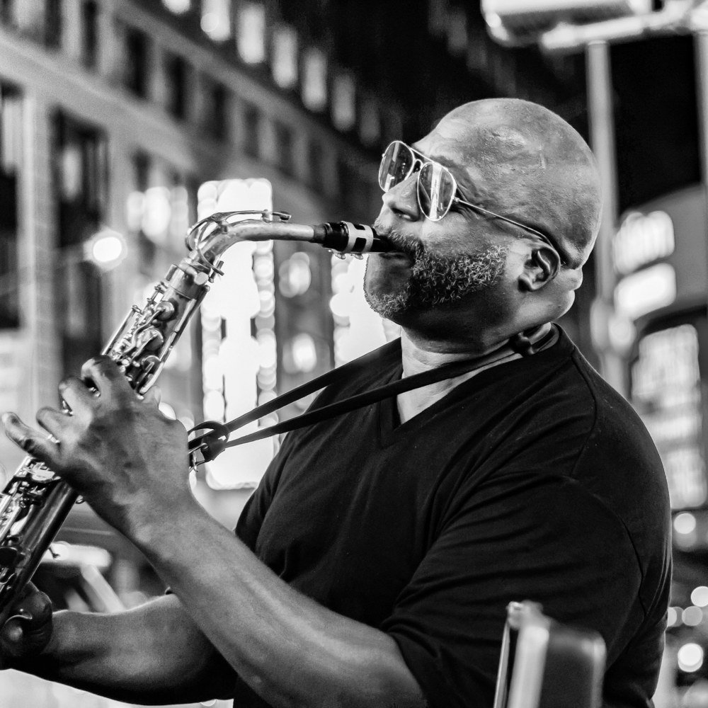 Street musician in action