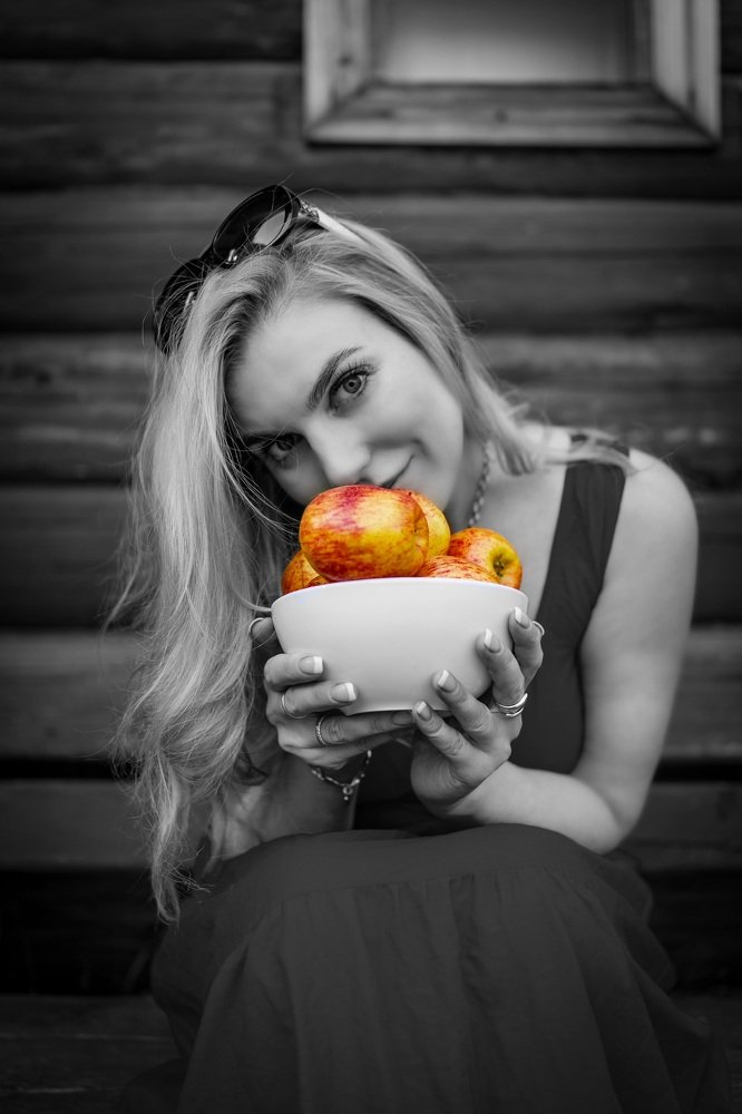 Girl with apples