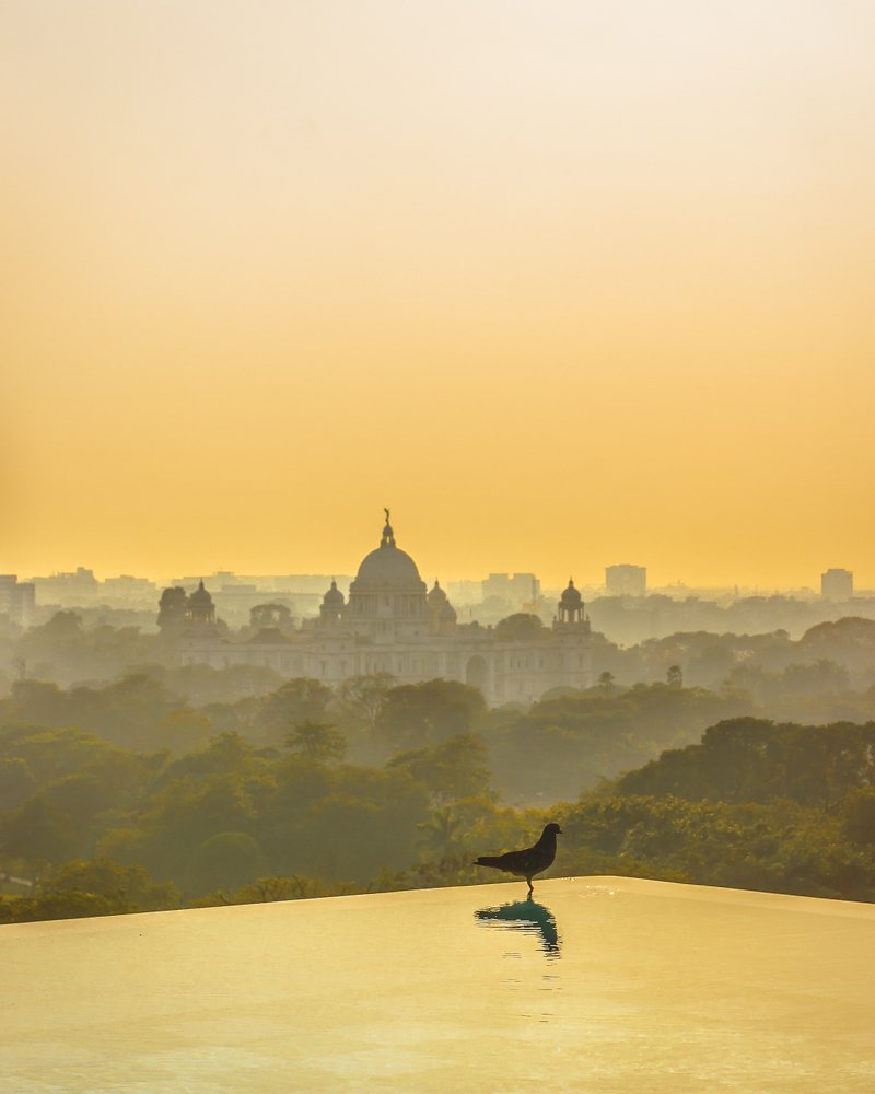 Victoria Memorial in Kolkata at sunset