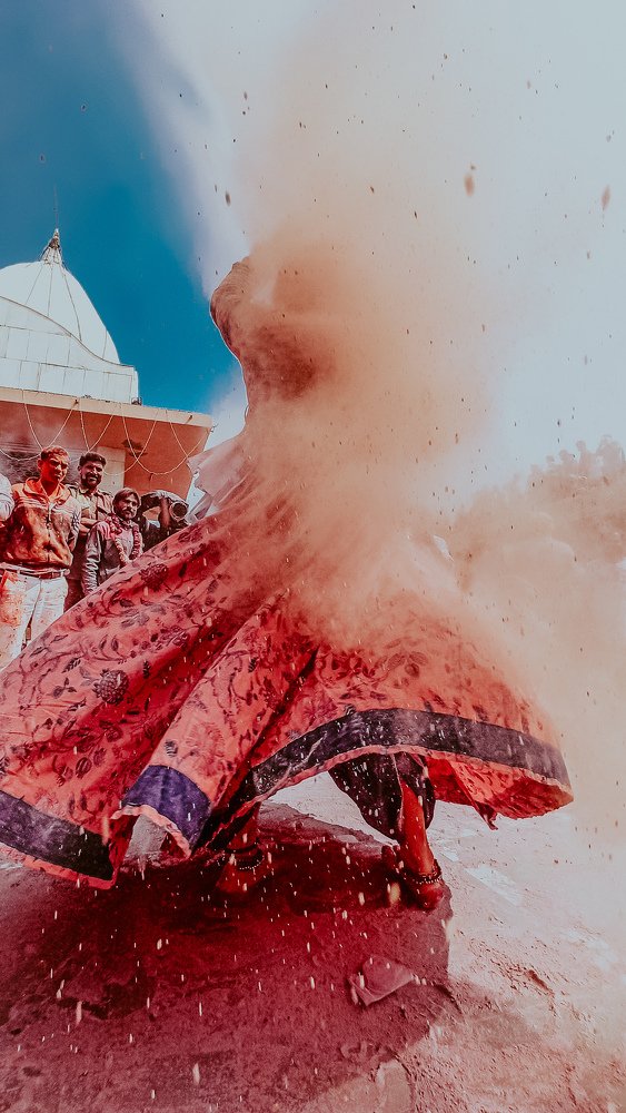 Man performance during Holi festival in nandgaon India