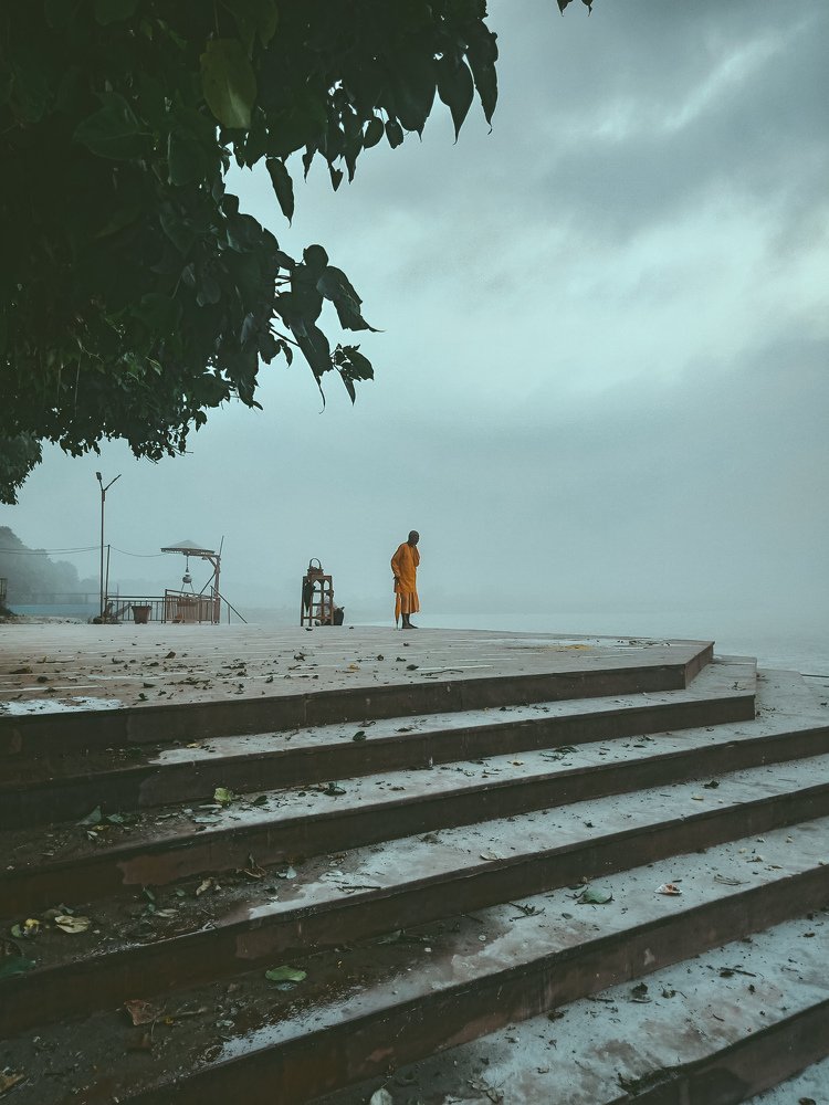 A saint and holy ganga