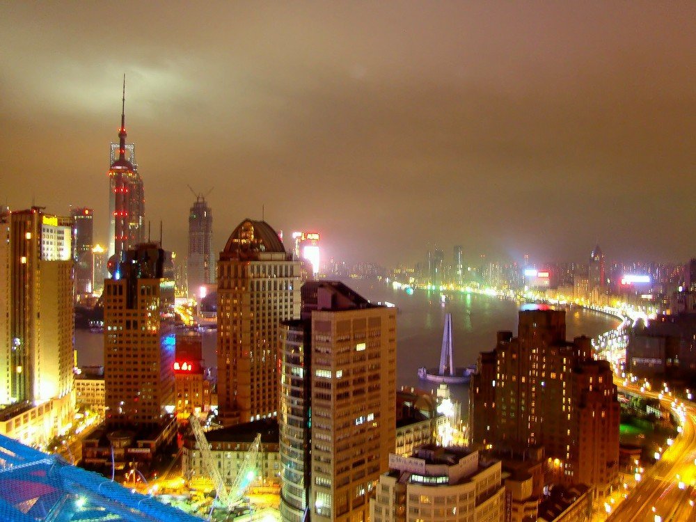 Ночной Шанхай.
