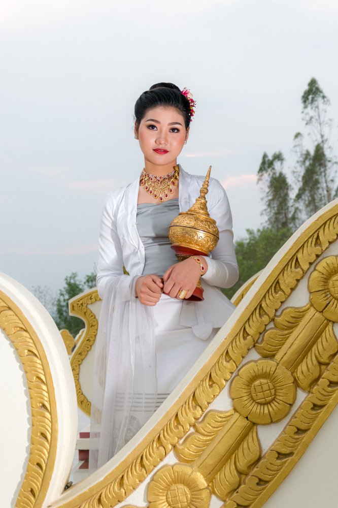 Myanmar Girl with Myanmar Traditional Dress