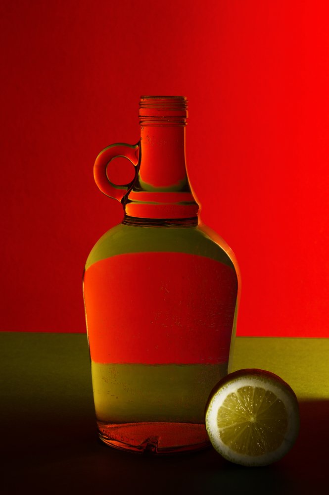 Still Life with bottle and lemon
