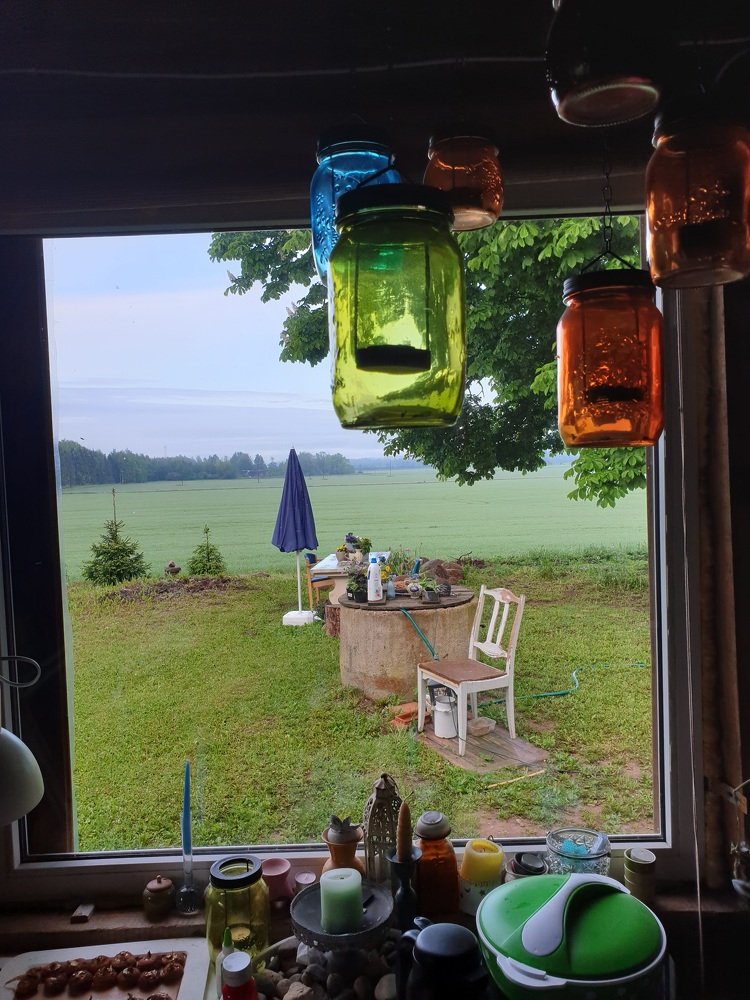 at the window of a homestead..