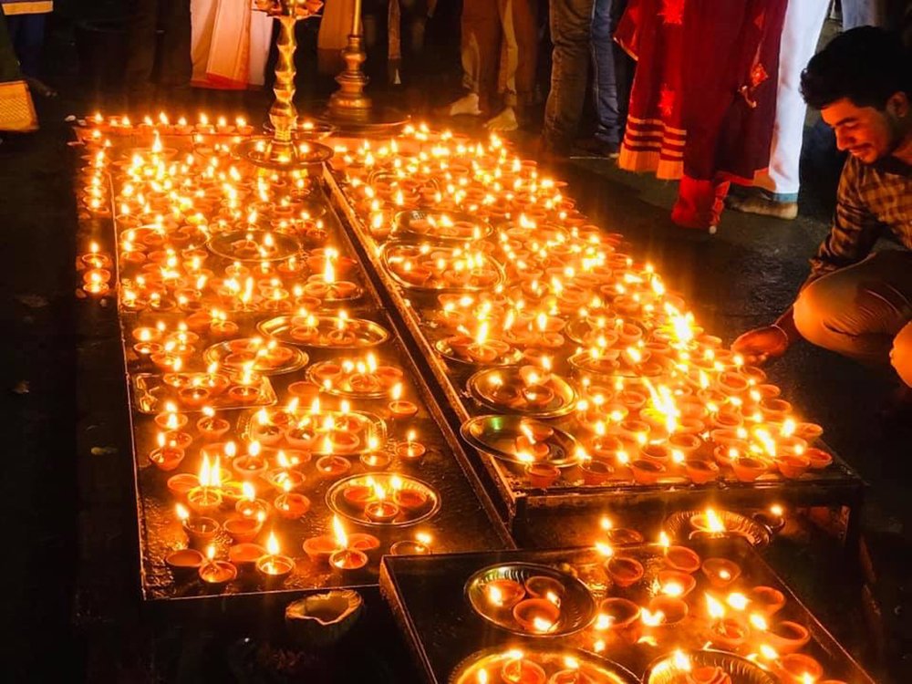 Fire with Flame in Oil Lamp