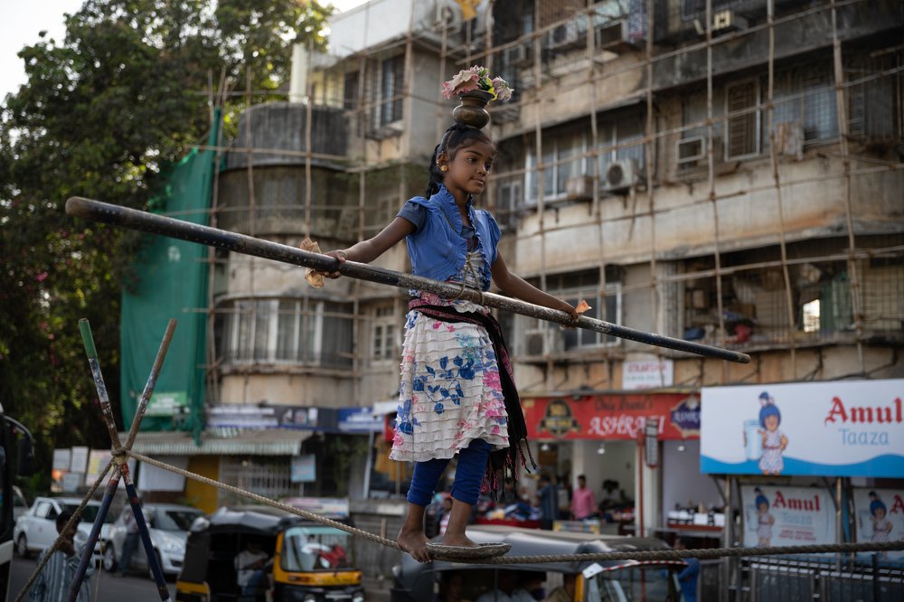 indian girl tightrope walker