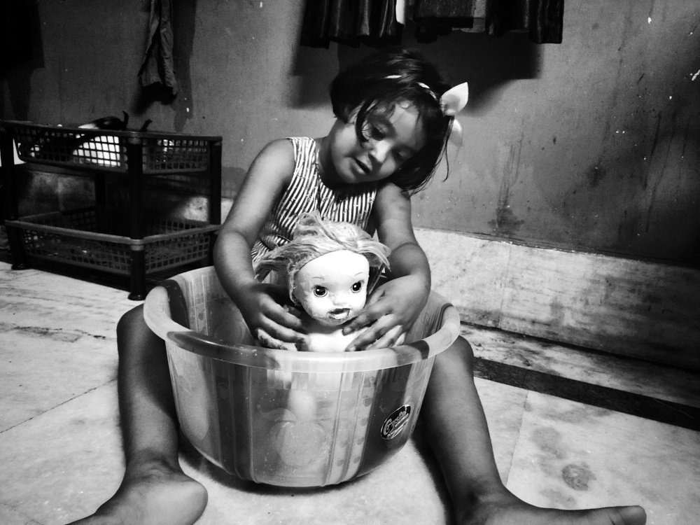 In Her Little World of Care