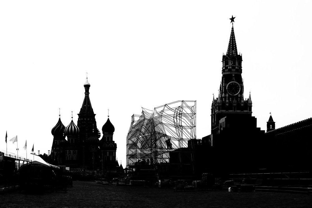 Black and white Red square under progress. Summer 2020.
