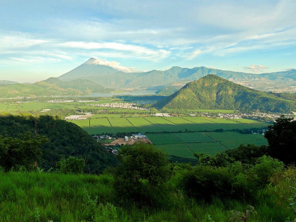 Valley, volcano and lake togheter