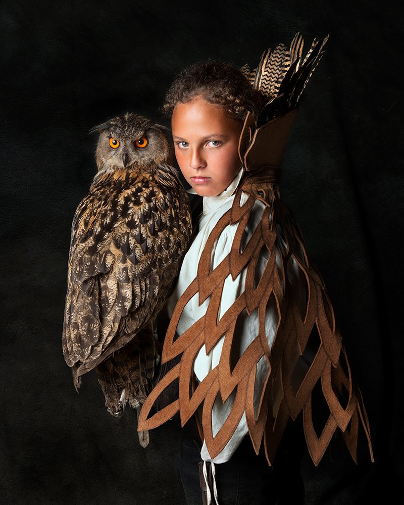 Boy with eagle owl