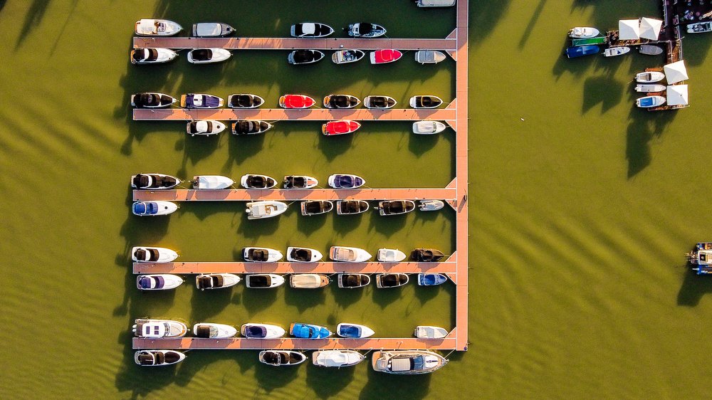 Boats on green carpet