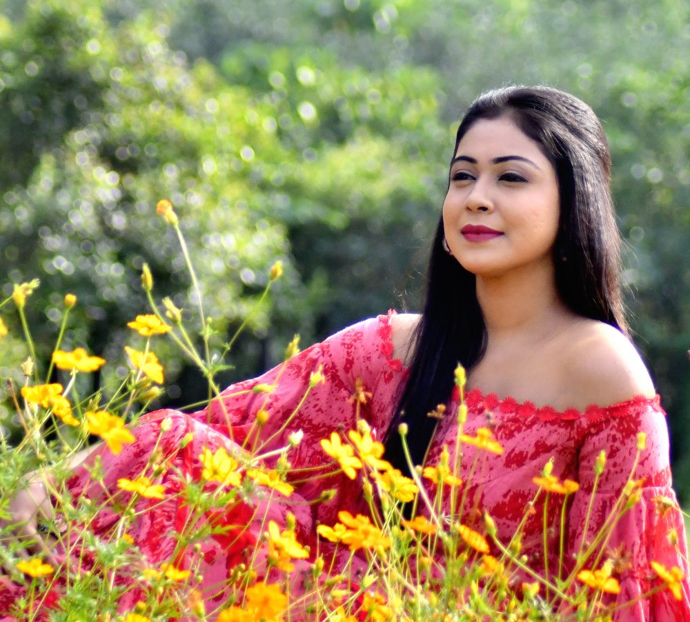 Female Model with red dress