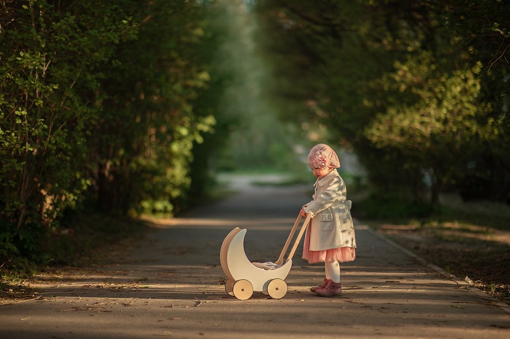 Little lady with a stroller