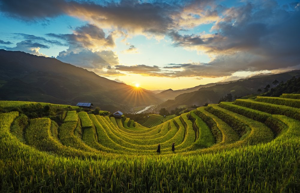 Hoàng hôn trên thửa ruộng bậc thang!