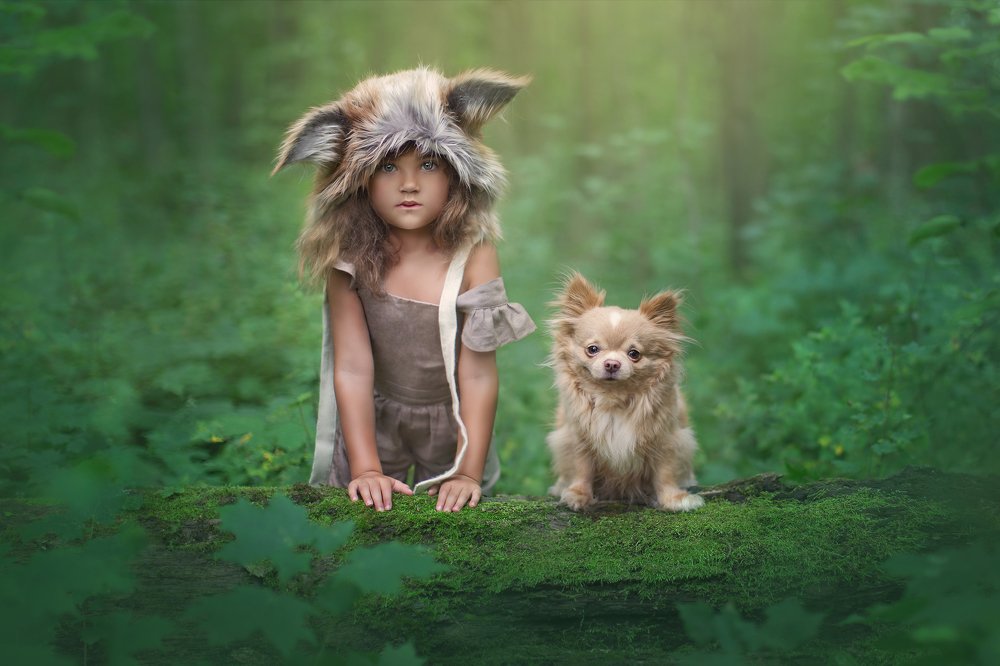 Lucia & Mr. Bubs in the Forest