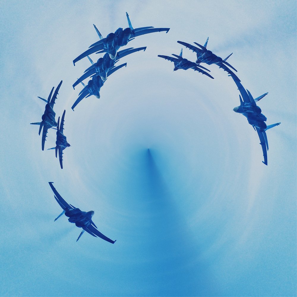 Metal birds in the cold sky