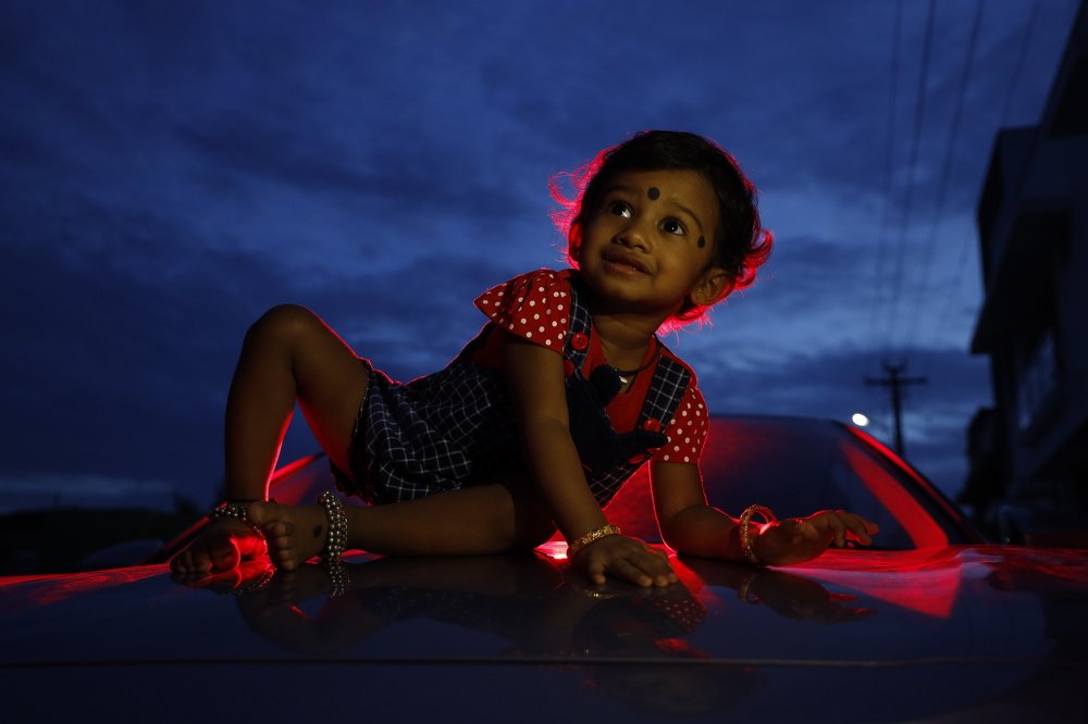 Children Photography Blue background blending backlight
