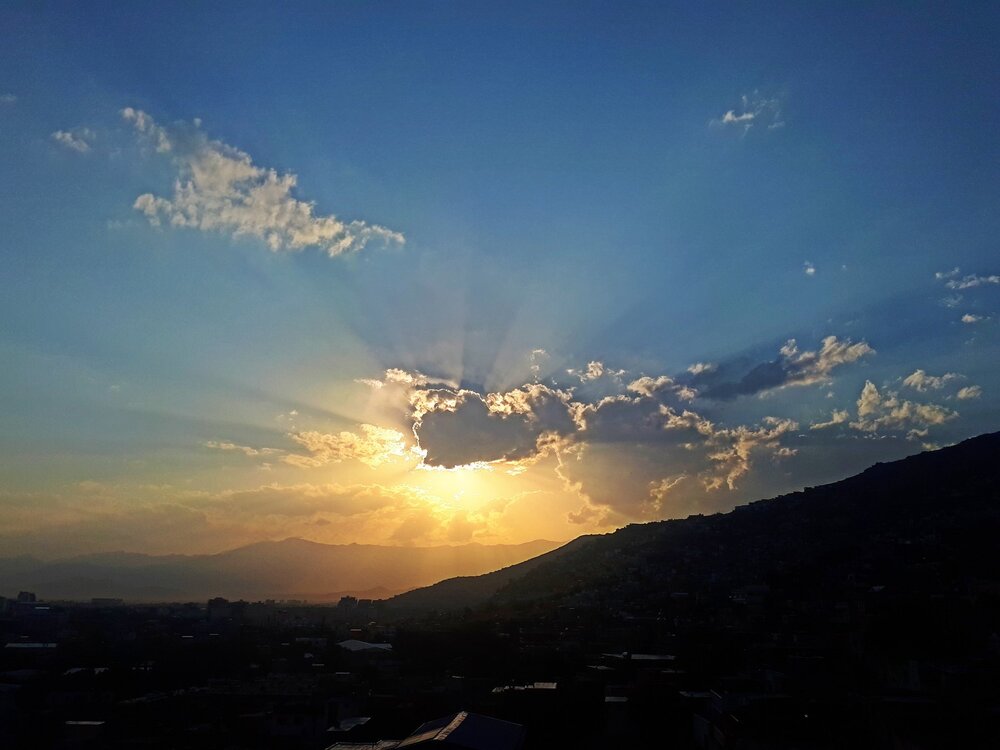 The sunset in Kabul, Afghanistan.