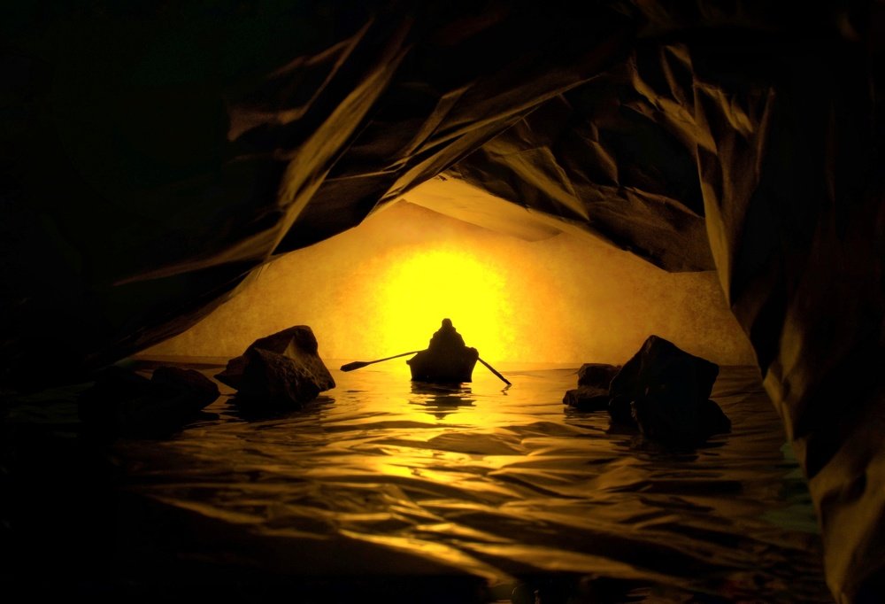 Staged miniature landscape