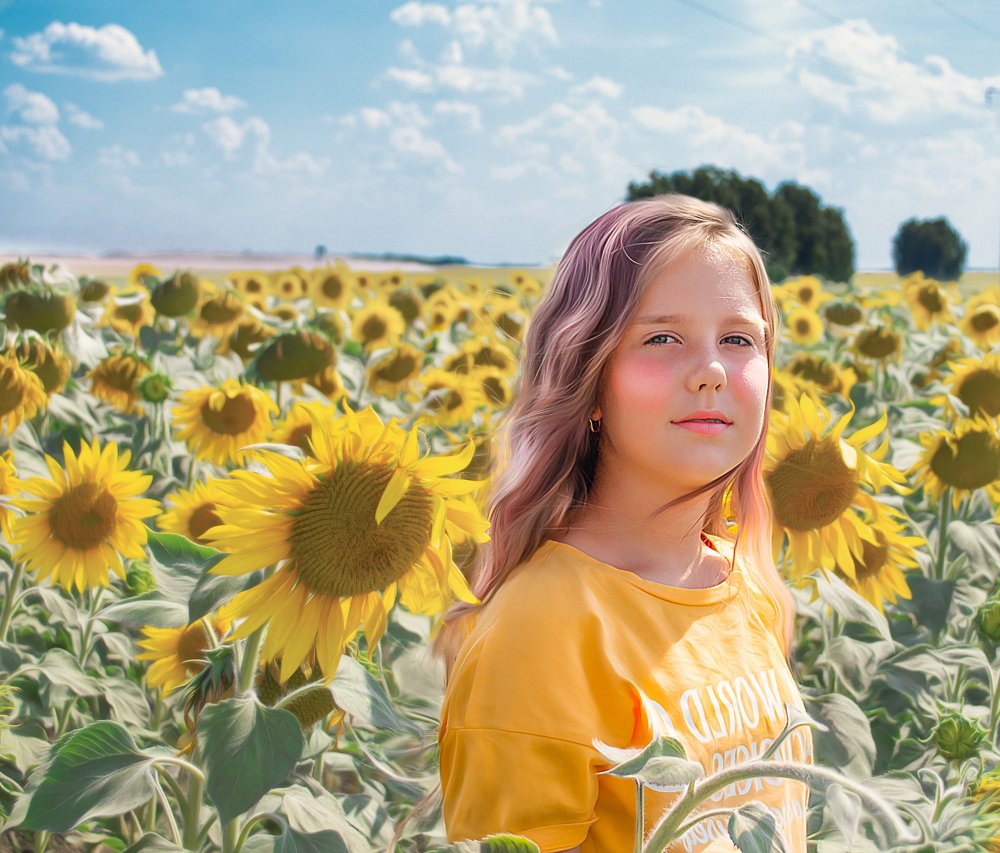 поле с подсолнухами