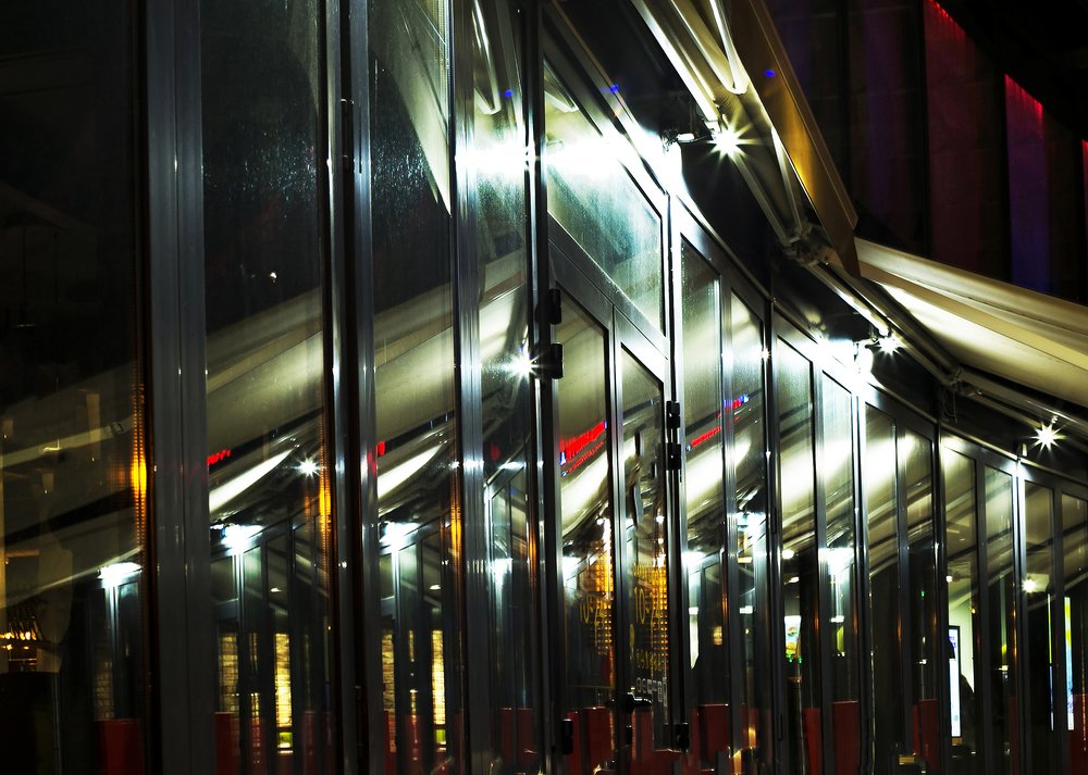 Reflections in the restaurant windows