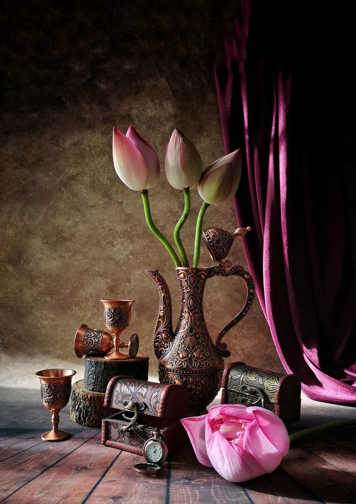 Elegant still life with Pink Lotus