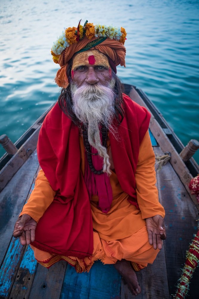 Sadhu in the holy Ganges river