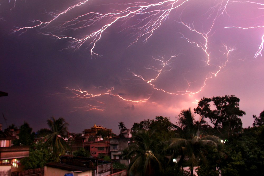 Lightning over the city