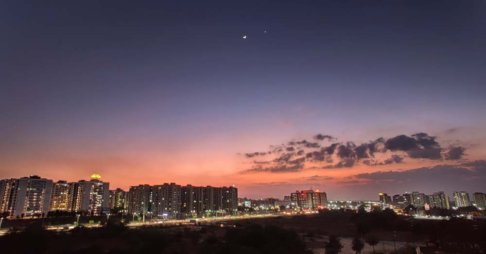 Sunset with evening sky romance