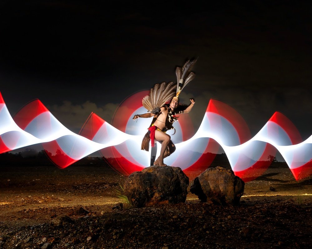 Light painting of Dayak Borneo