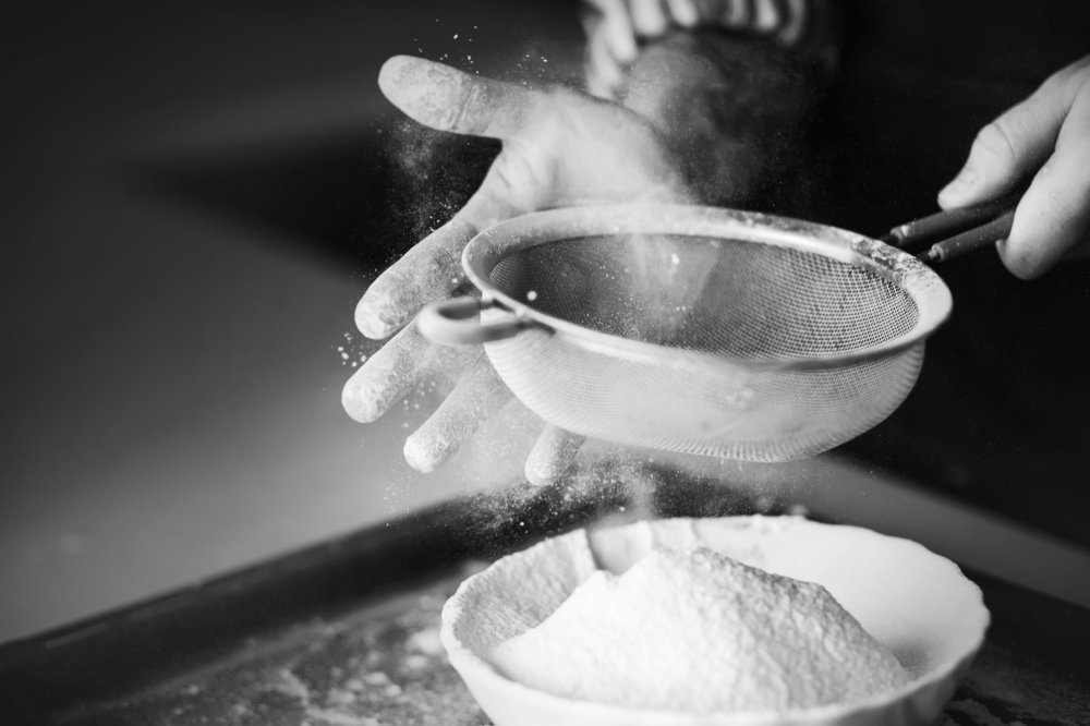 Sifting flour