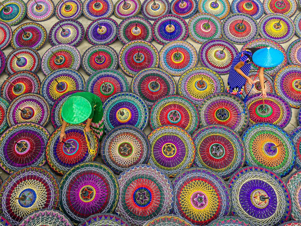 Colourful Umbrellas in Myanmar