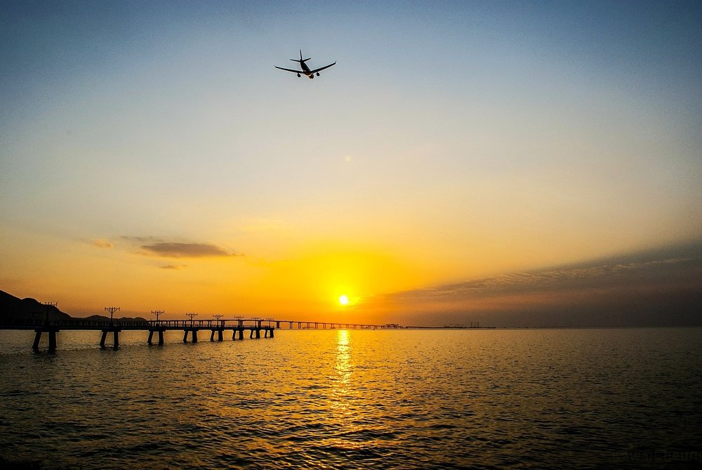 Sunset and the airplane