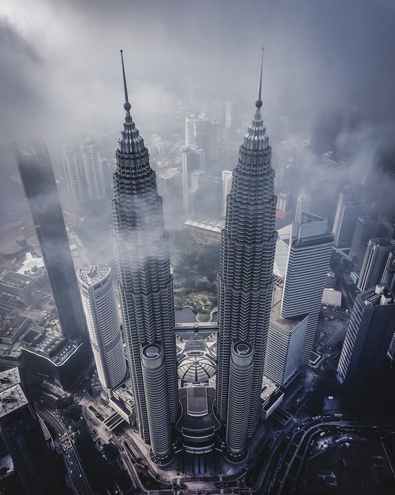 Aerial view of Petronas Twin Tower