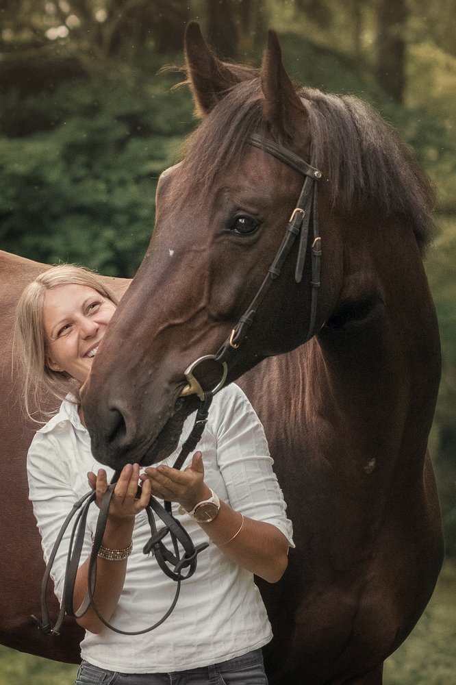 Girl and her big pet