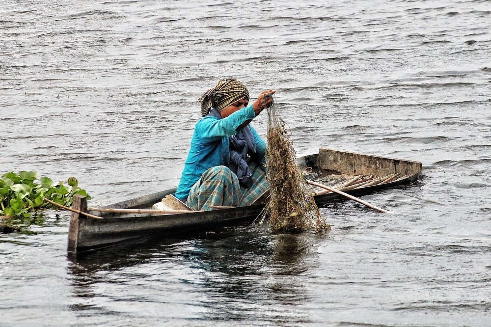Fishing on a boat
